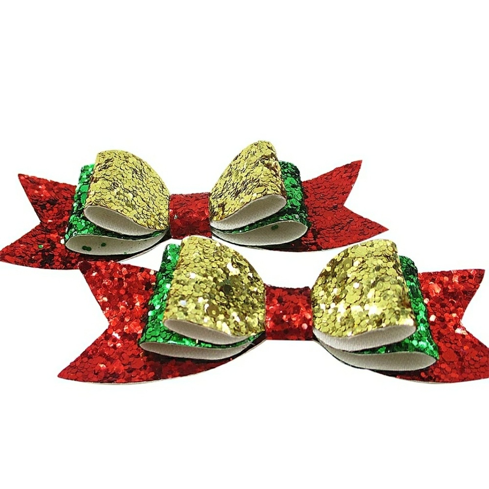 Glitter Leather Christmas Hairbow
